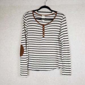 Blu pepper stripped elbow patch shirt size m